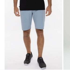 Travis Mathew Shorts Lightweight Blue Flat Front Golf Athletics 42